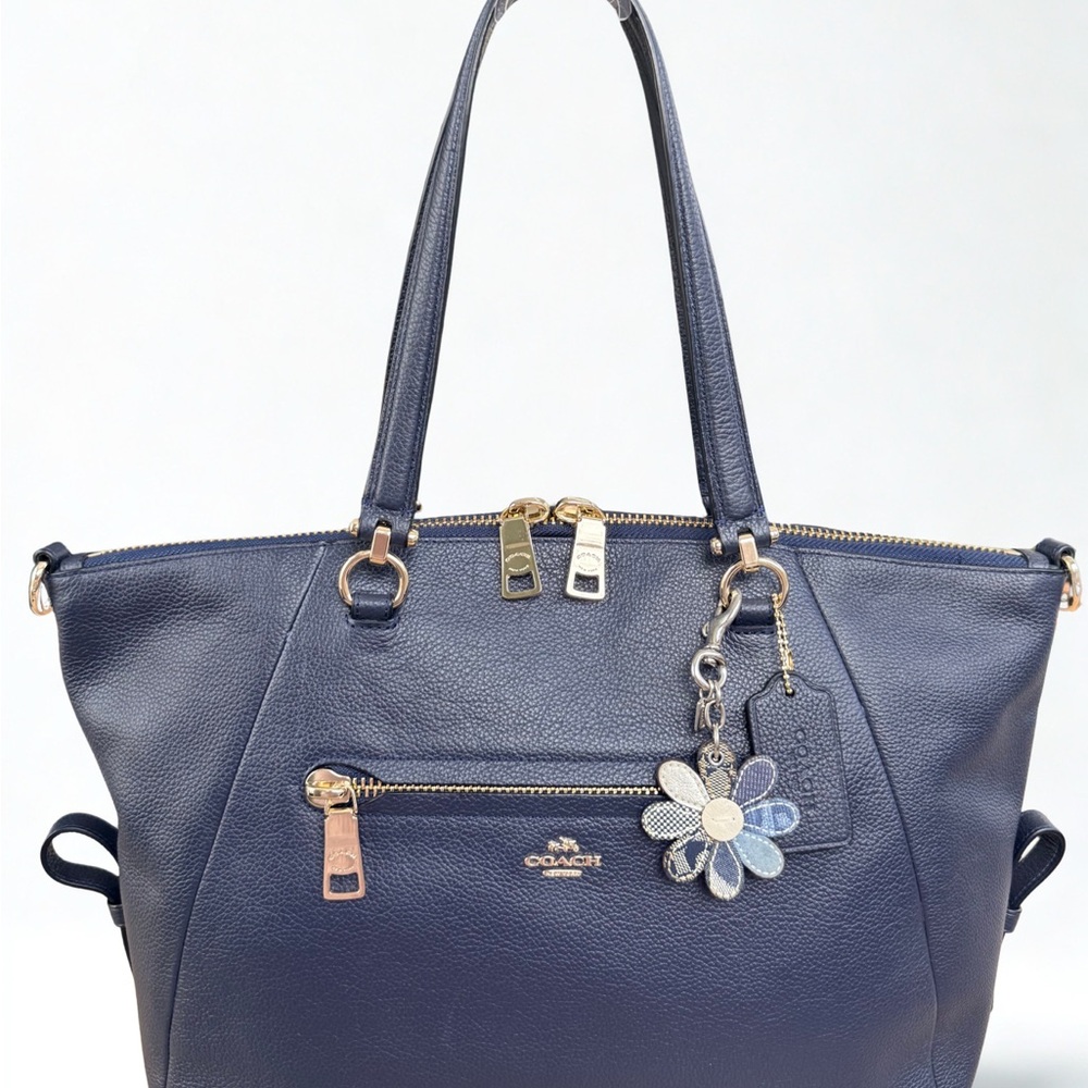 🌸 Rare Vintage COACH Denim Patchwork Daisy Bag Charm Keychain Y2K - Picture 4 of 4